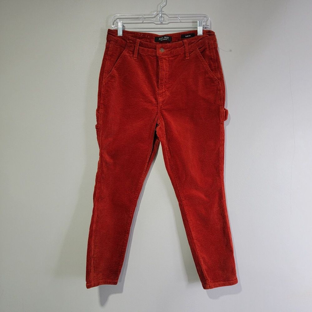 Judy Blue Corduroy Cropped Carpenter‎ Pants 28 Stretch Slim Fit High Waist Rust